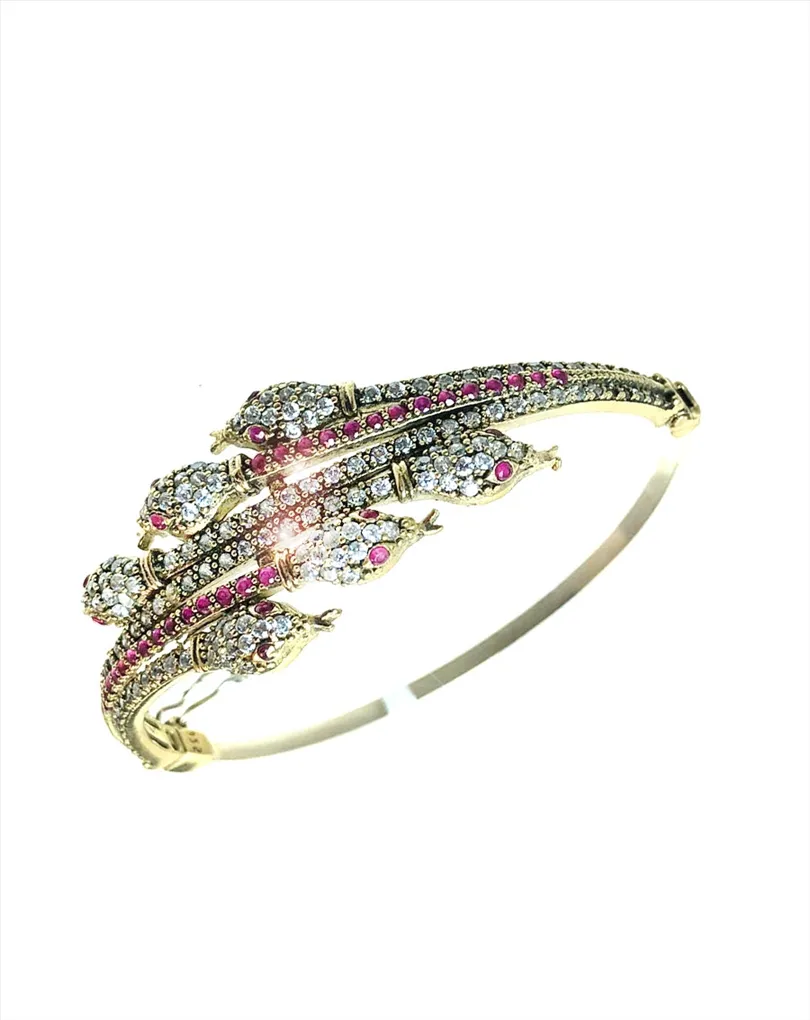 PULSERAS MUJER PLATA ORIGINALES, ESPECTACULAR DISEÑO EN CIRCONITAS Y RUBI