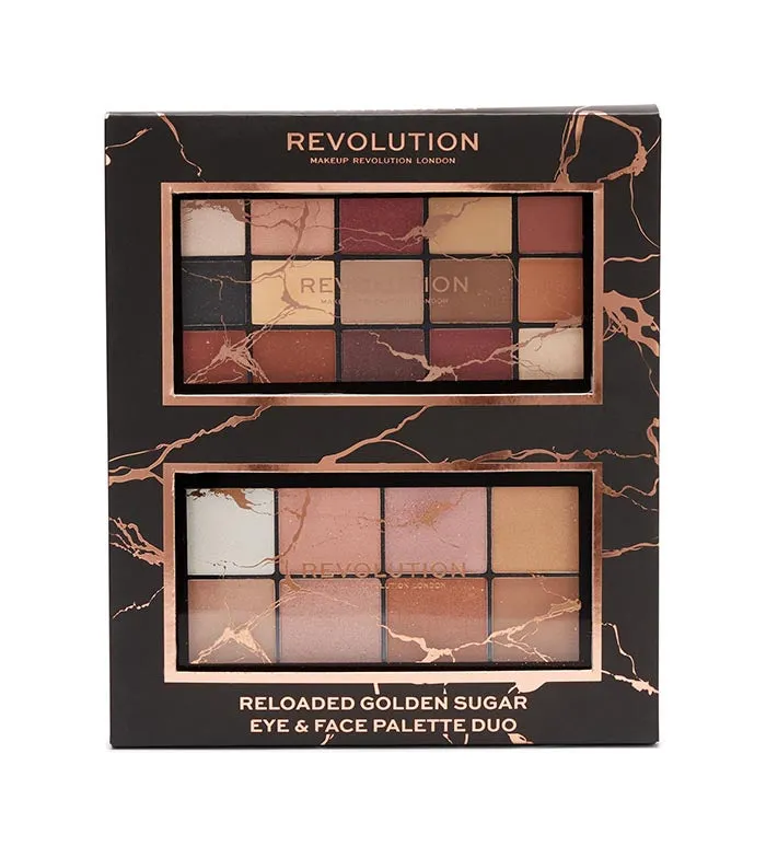 REVOLUTION  SET DE PALETAS PARA OJOS Y ROSTRO RELOADED GOLDEN SUGAR