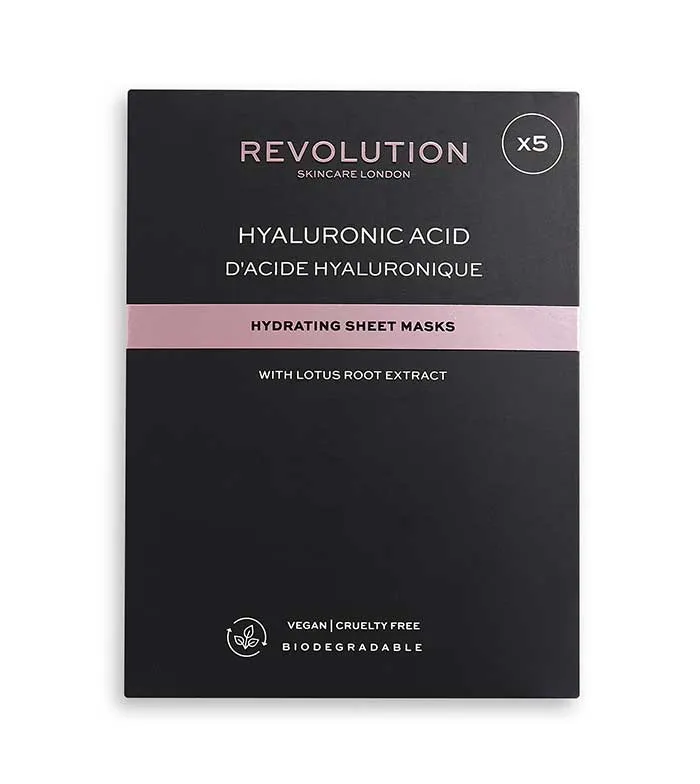 REVOLUTION SKINCARE  PACK DE 5 MASCARILLAS HIDRATANTES CON áCIDO HIALURóNICO