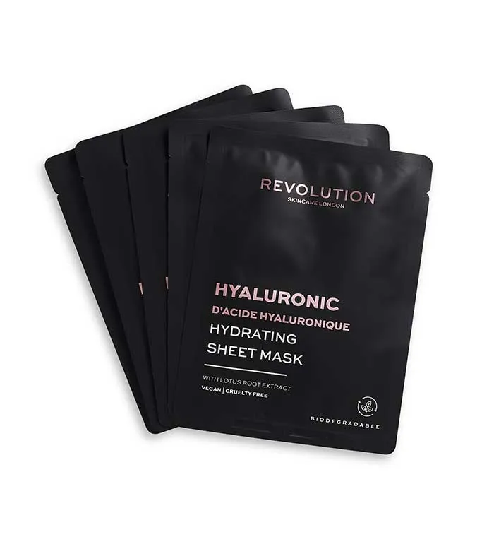 REVOLUTION SKINCARE  PACK DE 5 MASCARILLAS HIDRATANTES CON áCIDO HIALURóNICO