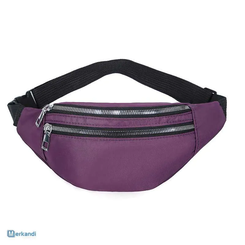Riñonera deportiva versátil de doble compartimento con cremalleras dobles: varios colores disponibles