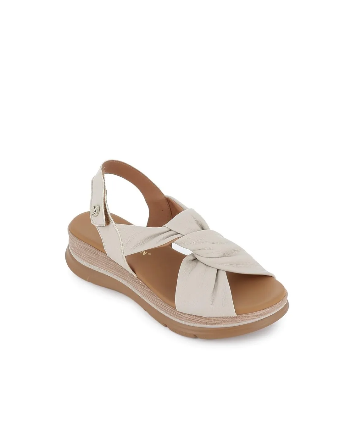Sandalia de diario piel diseño nudo original velcro mujer blanco Paula urban
