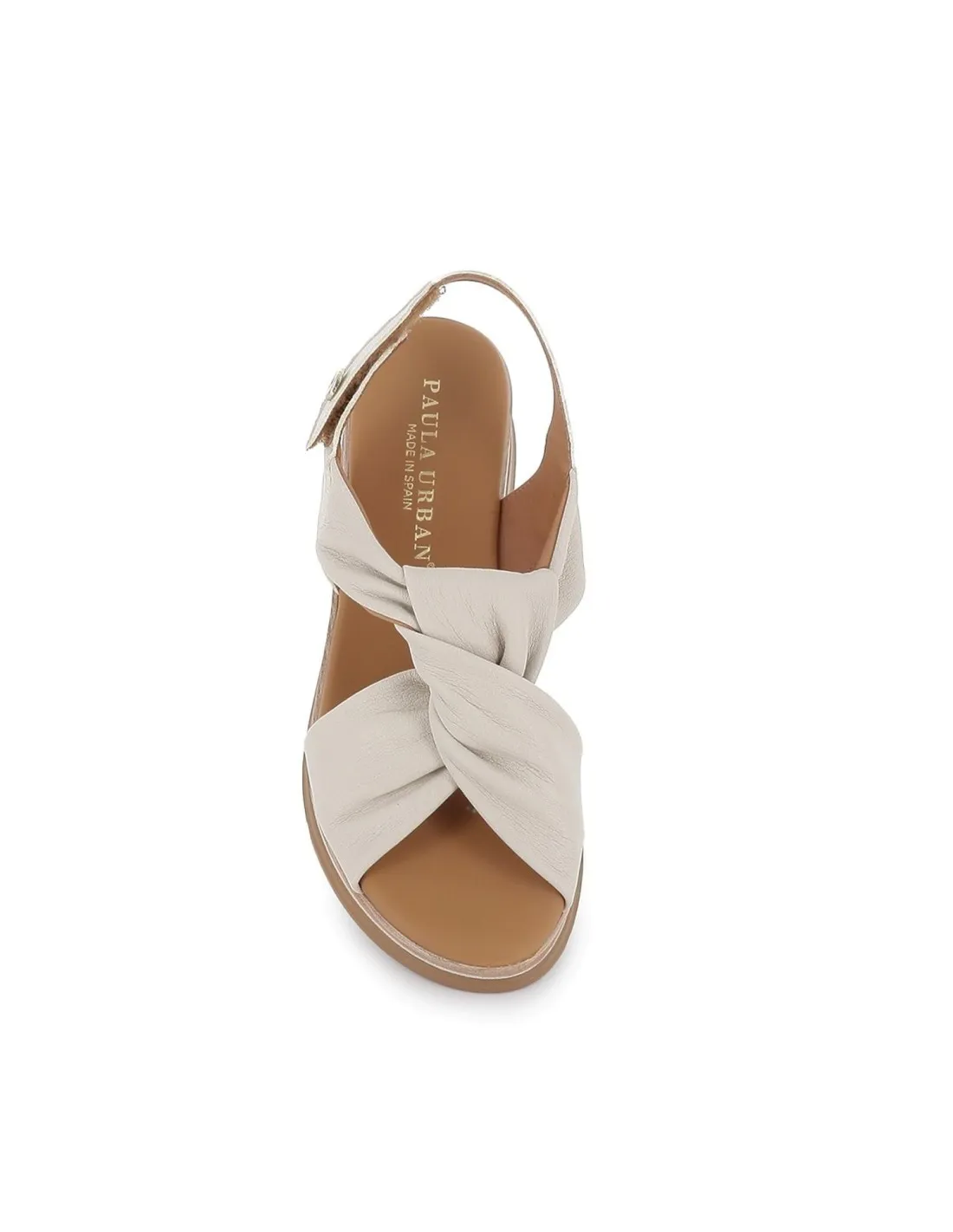 Sandalia de diario piel diseño nudo original velcro mujer blanco Paula urban