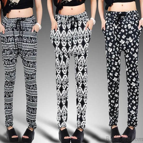 SKULL GEOMETRIC HAREM HIPHOP PANTS/LEGGINGS