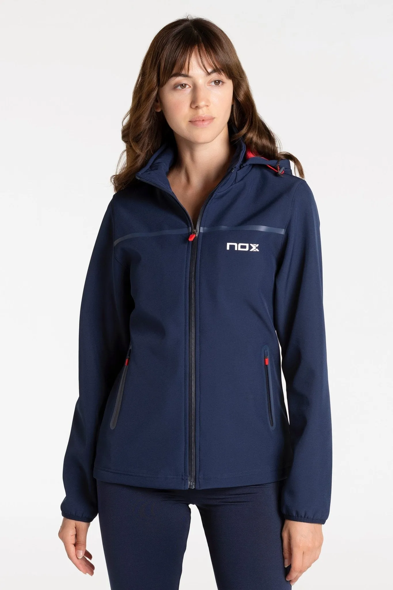 Softshell padel mujer PRO azul/rojo