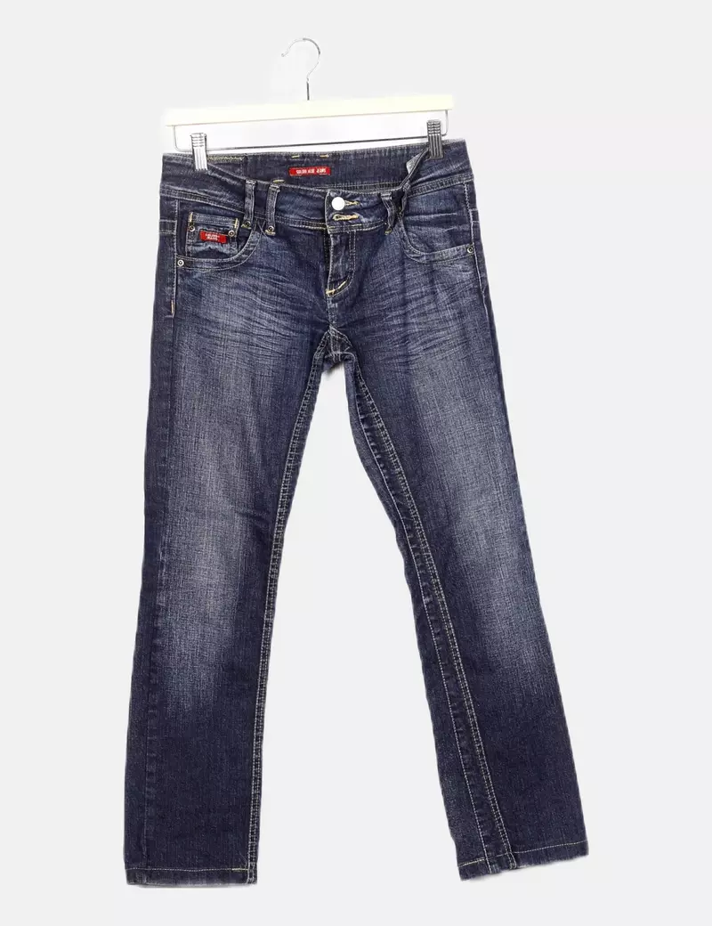 Solido Jeans Pantalón azul denim recto