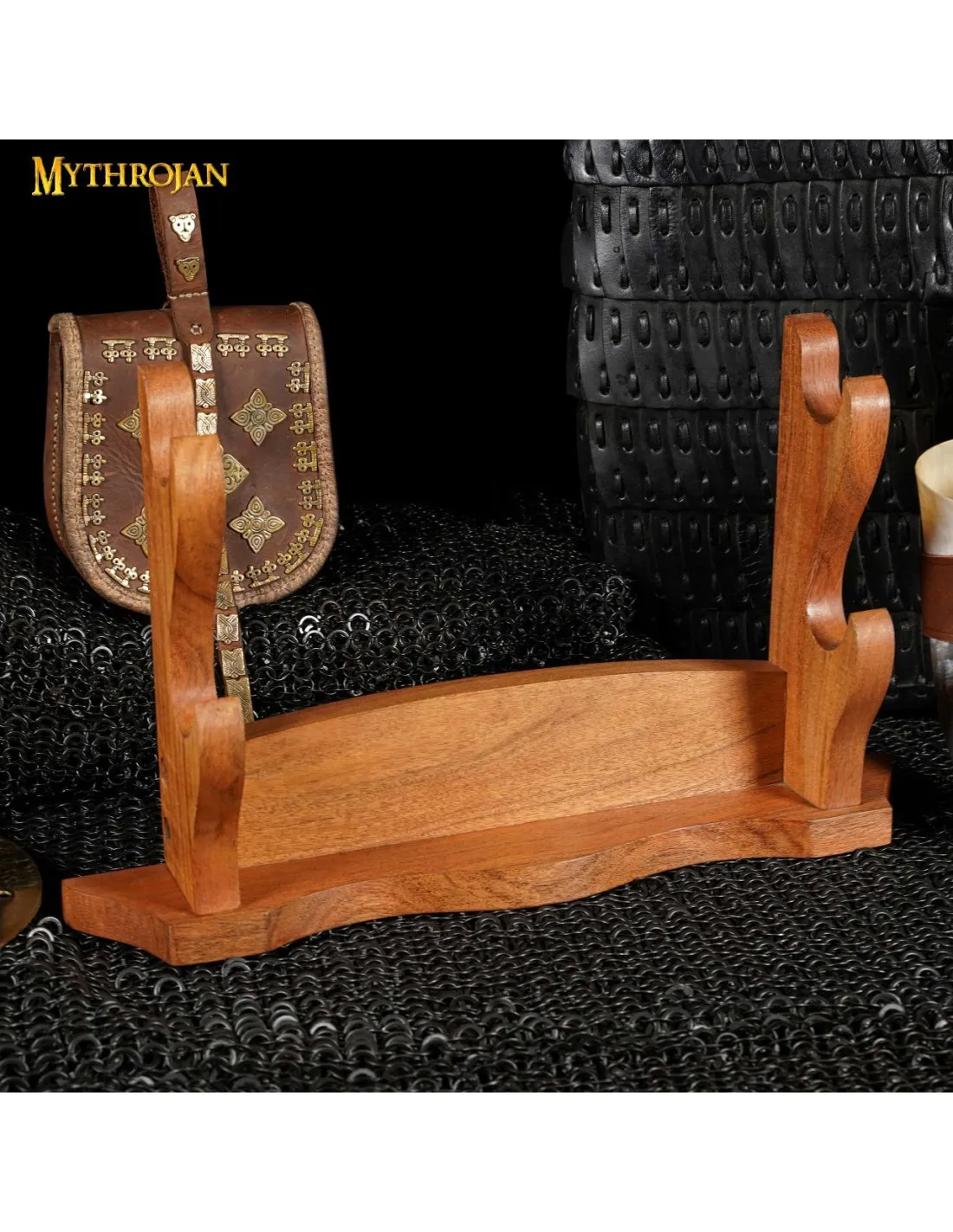 Soporte de sobremesa en madera para 2 armas