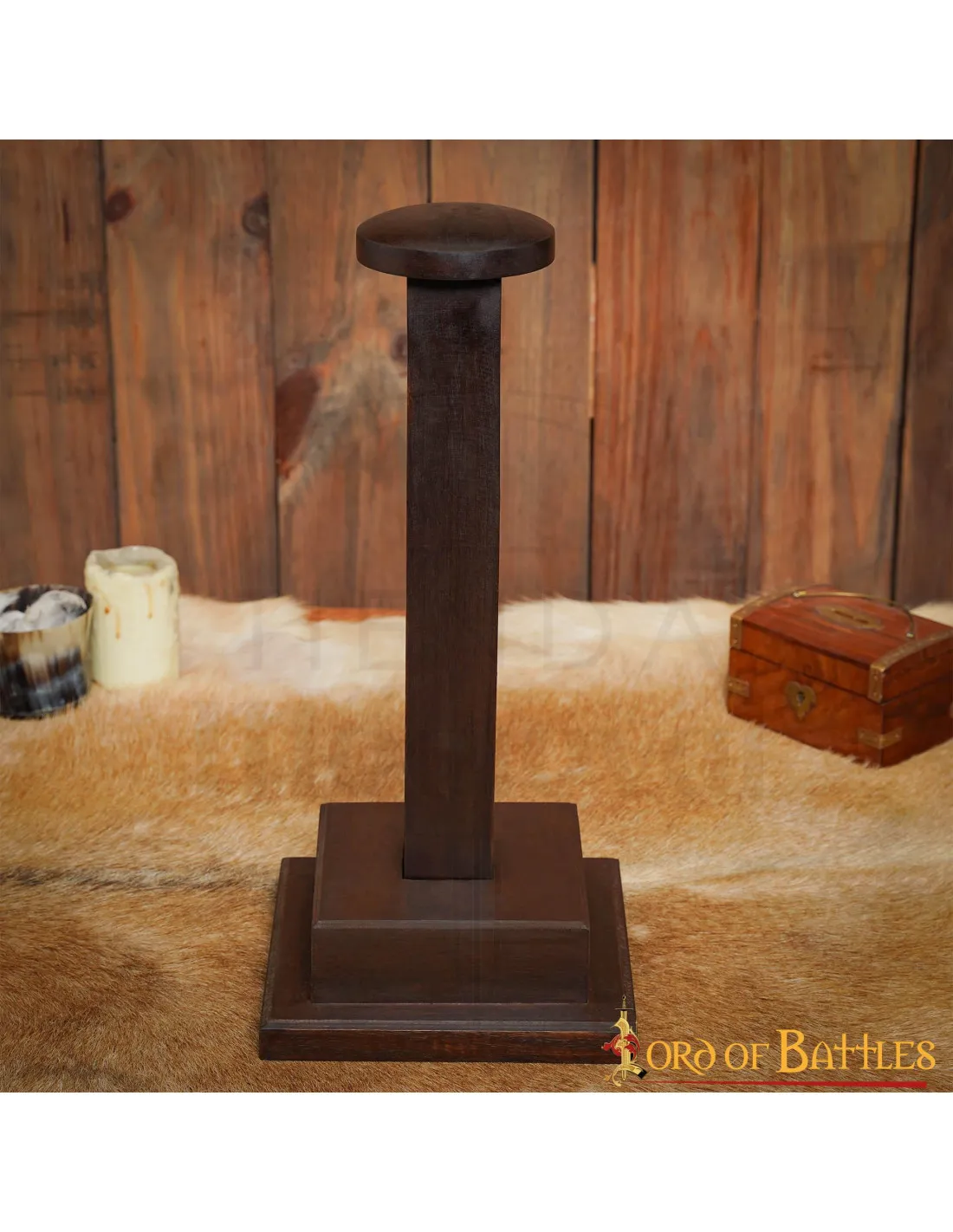 Soporte madera hecho a mano para cascos (42 cm.)