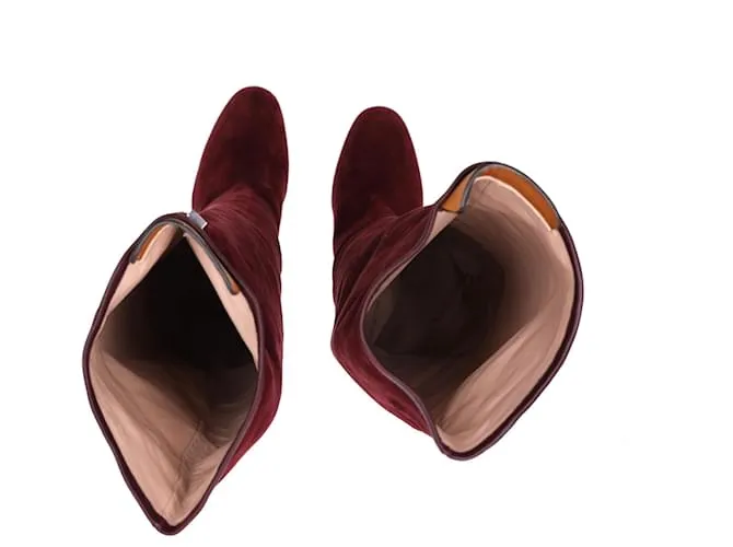 Stuart Weitzman Botas altas hasta la rodilla elásticas con panel de cuero Edie en ante rojo Roja 