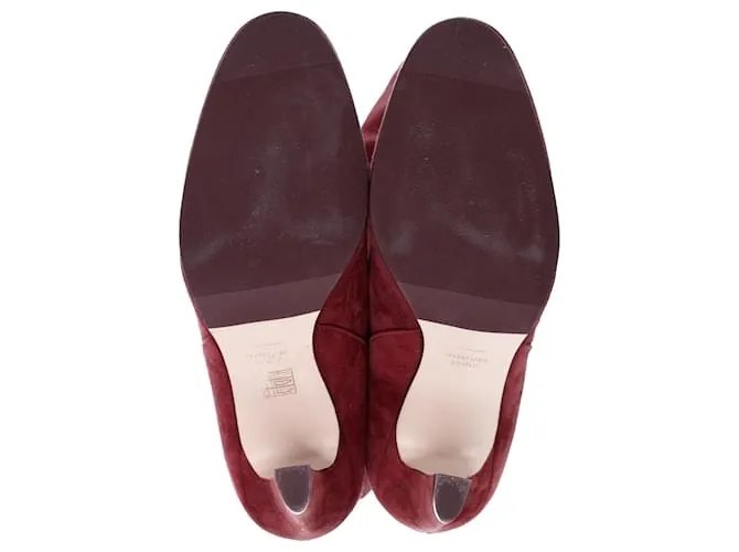 Stuart Weitzman Botas altas hasta la rodilla elásticas con panel de cuero Edie en ante rojo Roja 