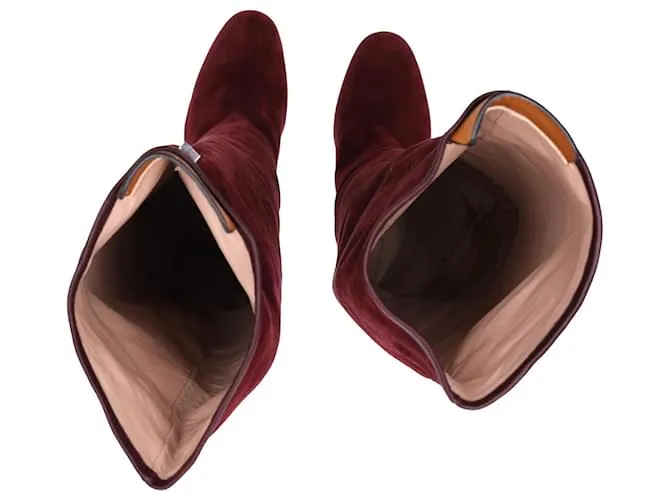 Stuart Weitzman Botas altas hasta la rodilla elásticas con panel de cuero Edie en ante rojo Roja 