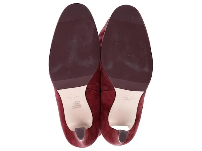 Stuart Weitzman Botas altas hasta la rodilla elásticas con panel de cuero Edie en ante rojo Roja 
