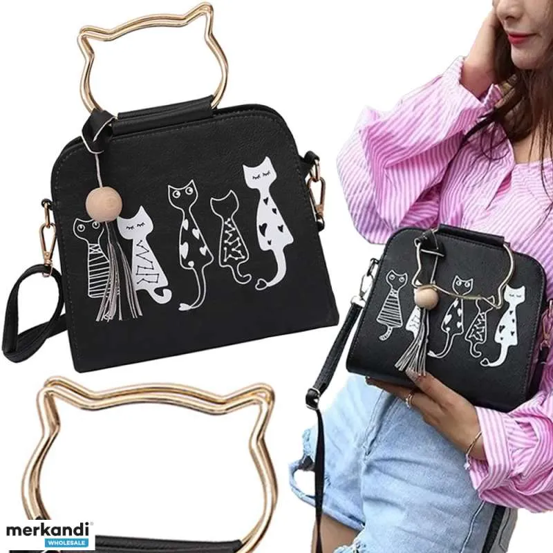 STYLISH Bolso Bolso Mujer KITTENS Bandolera Baúl Hombro Gato + Cinturón C4TL0V