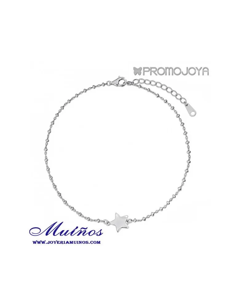 Tobillera bolitas estrella Plata Promojoya