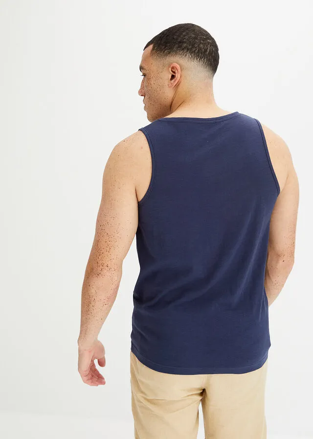 Top de algodón orgánico Azul marino estampado