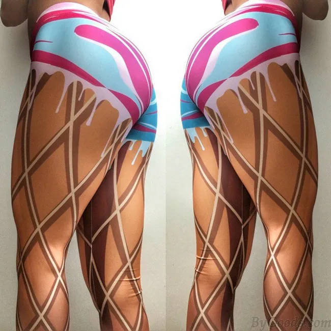 UNIQUE GIRL'S IMITATING REAL LEGS LINES LACEUP PRINTING SHOW THIN VISUAL EFFECT LEGGINGS