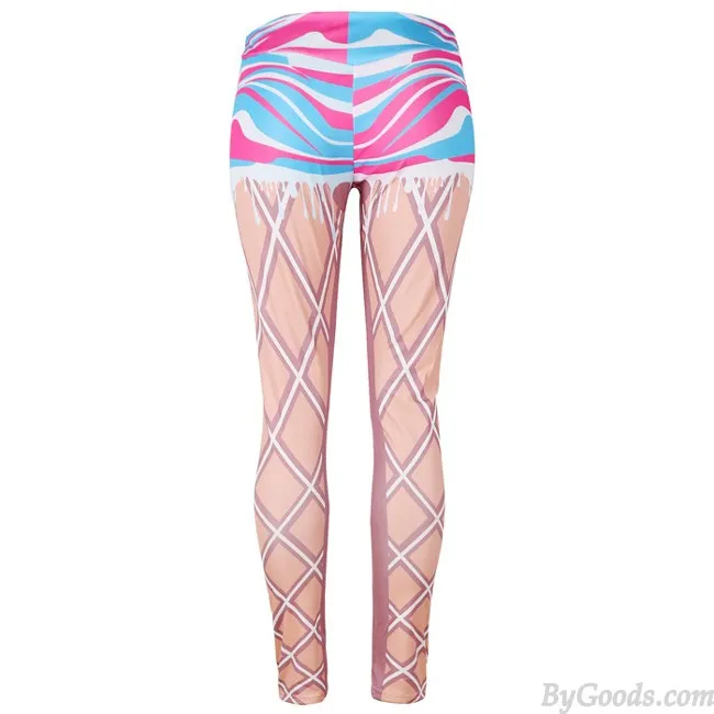 UNIQUE GIRL'S IMITATING REAL LEGS LINES LACEUP PRINTING SHOW THIN VISUAL EFFECT LEGGINGS