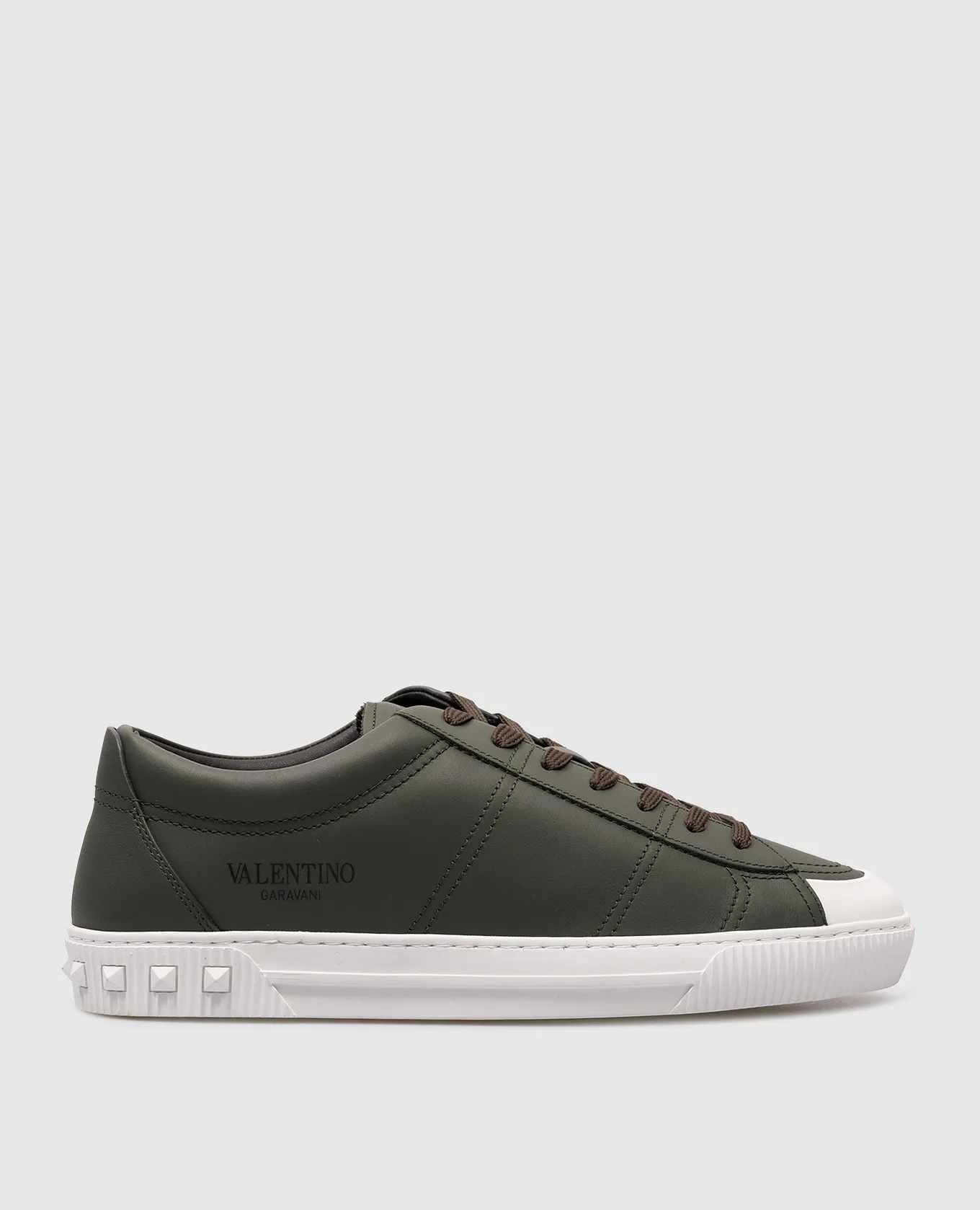 Valentino Cityplane Logo Green Leather Trainers