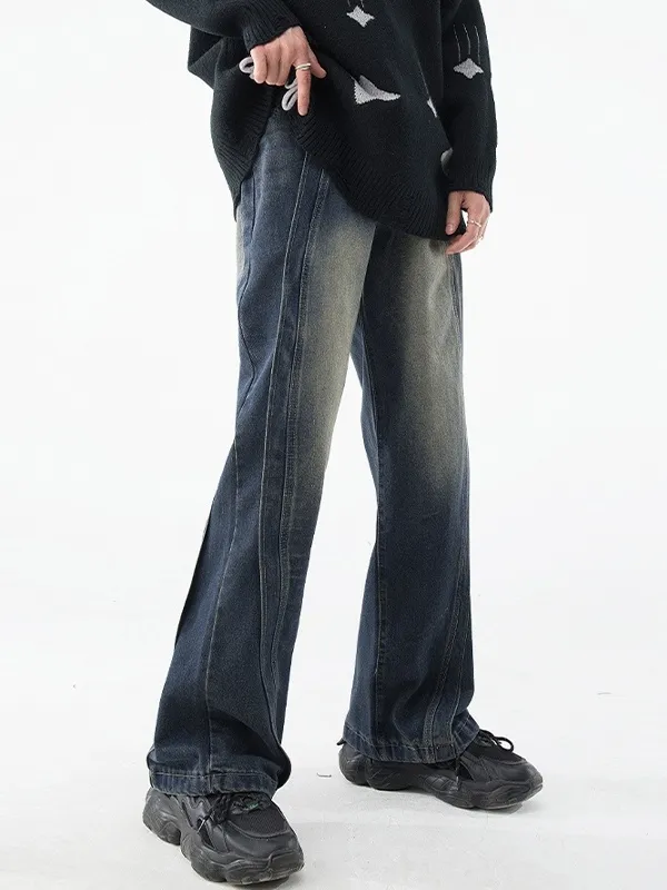 Vaqueros holgados con empalme y lavado vintage para hombre