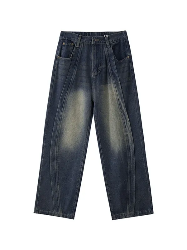 Vaqueros holgados con empalme y lavado vintage para hombre