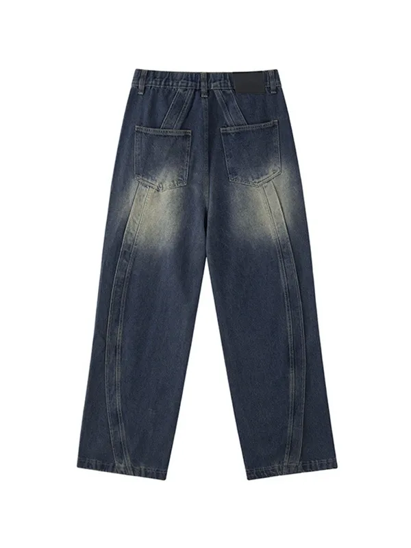 Vaqueros holgados con empalme y lavado vintage para hombre