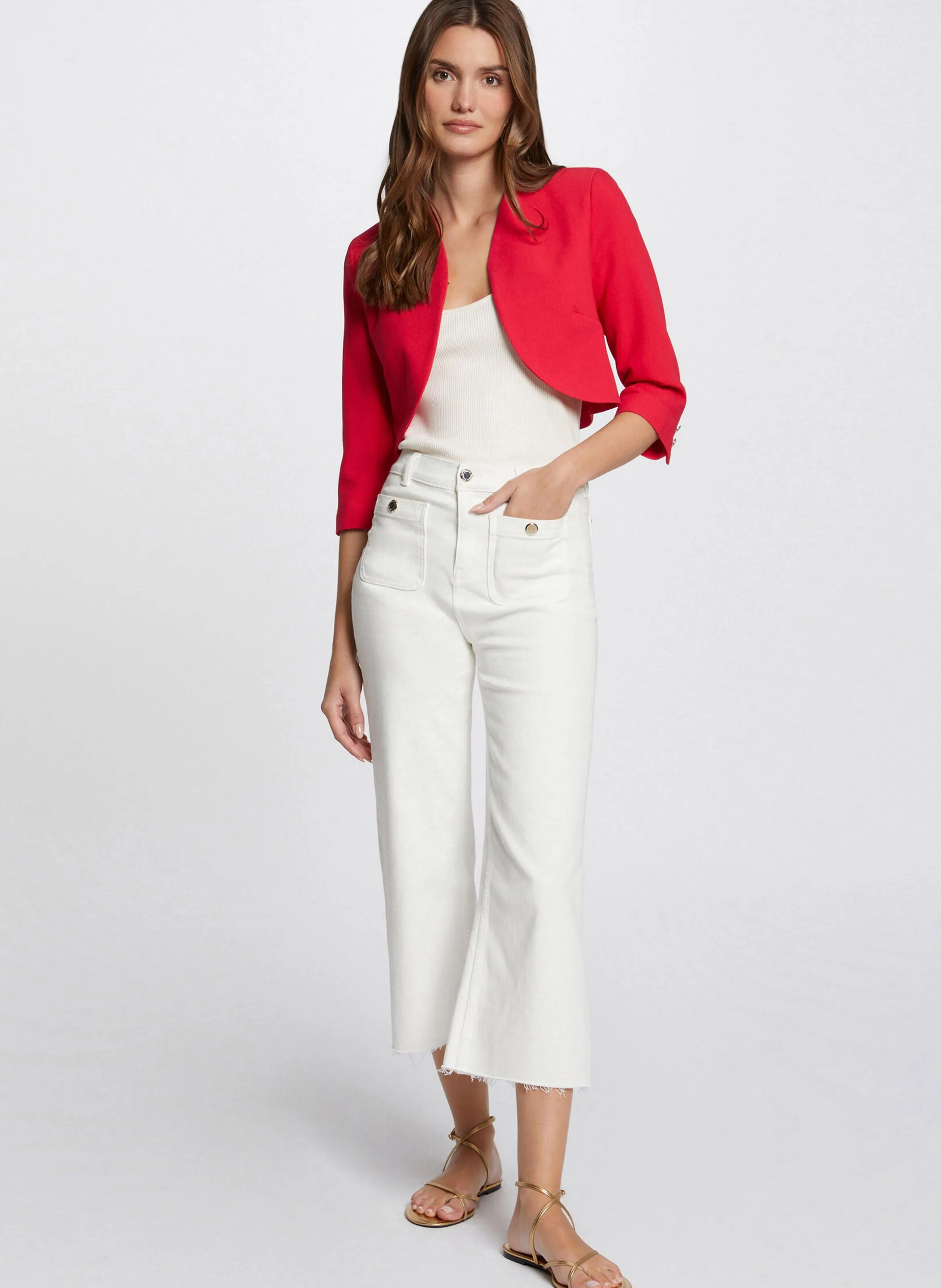 VELEO.F  CHAQUETA BOLERO RECTA EN ROJO