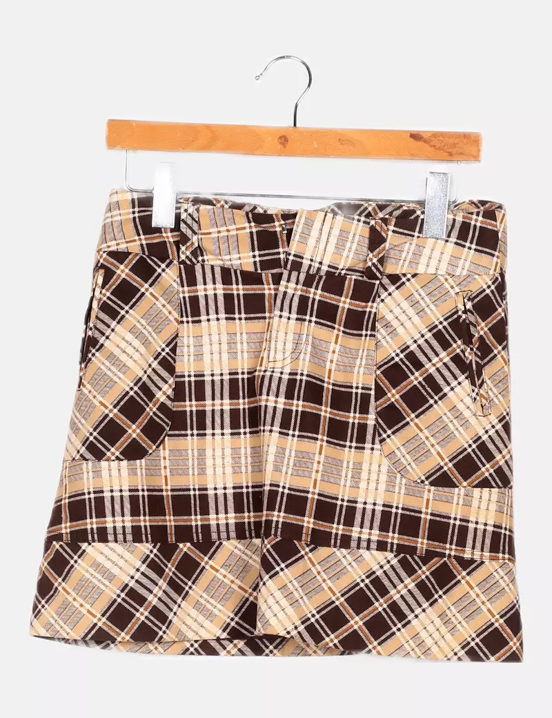Vero Moda Falda de cuadros marrón