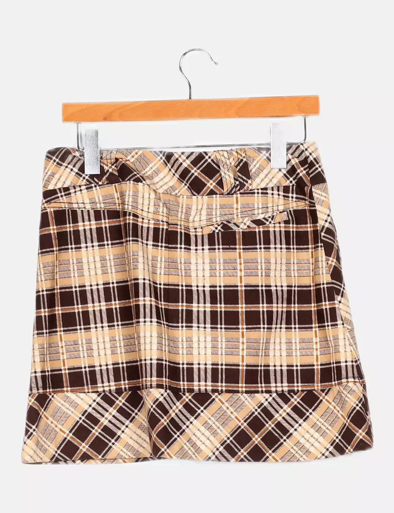 Vero Moda Falda de cuadros marrón