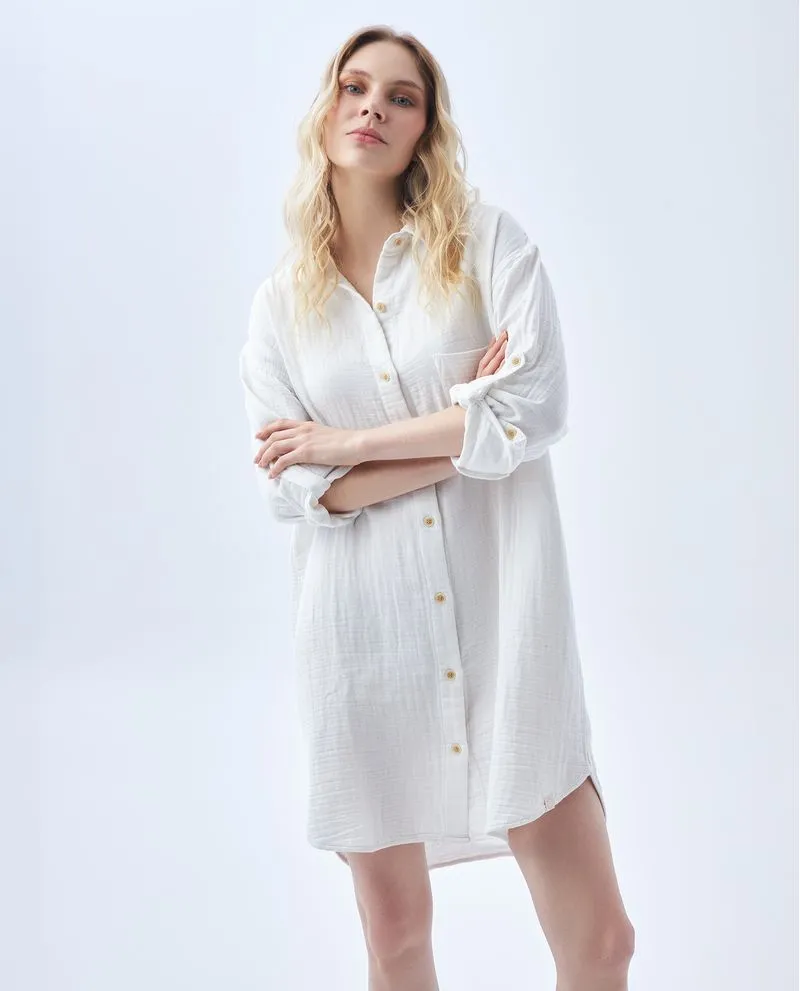 Vestido corto de manga larga para mujer