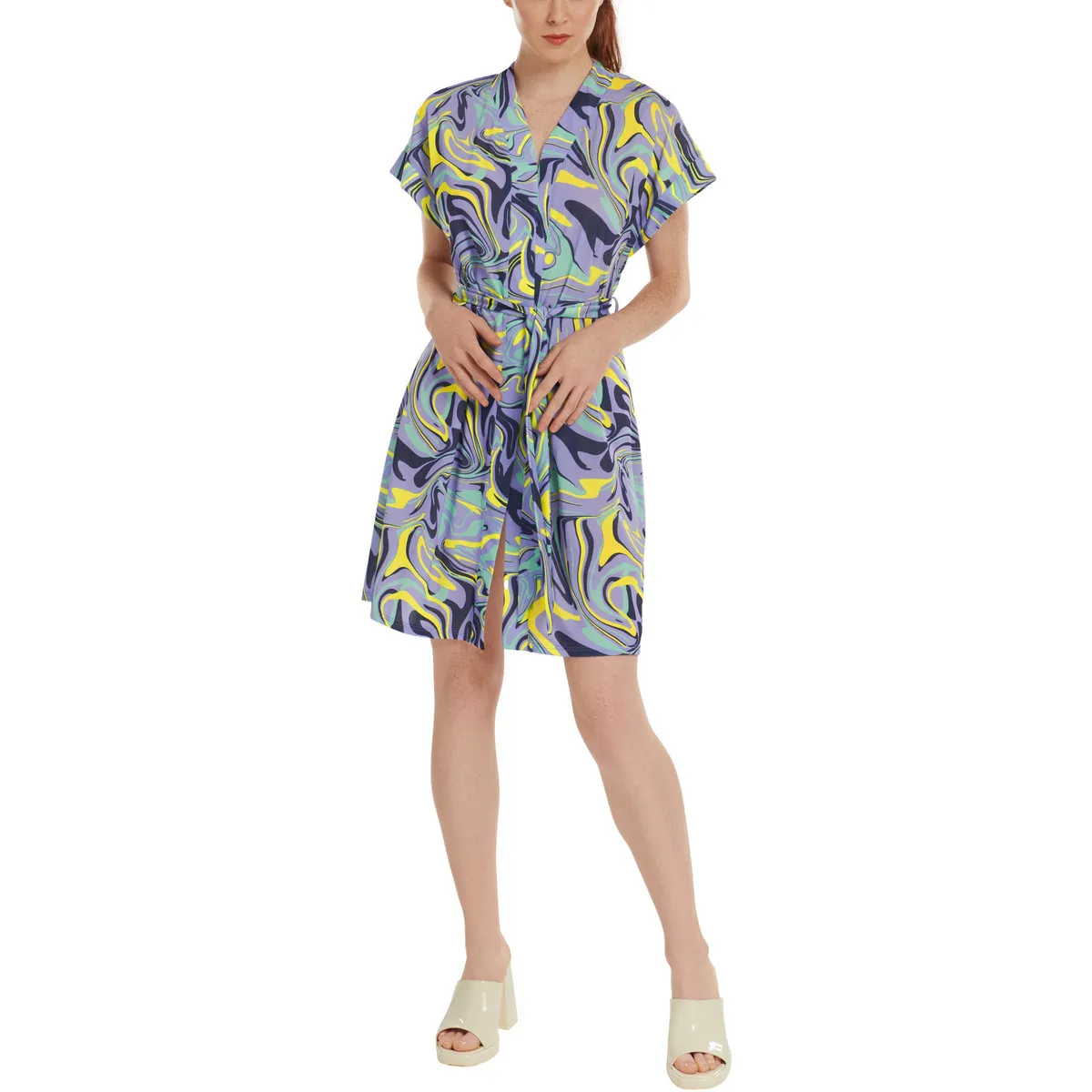 Vestido de verano manga corta con cinturón Palma