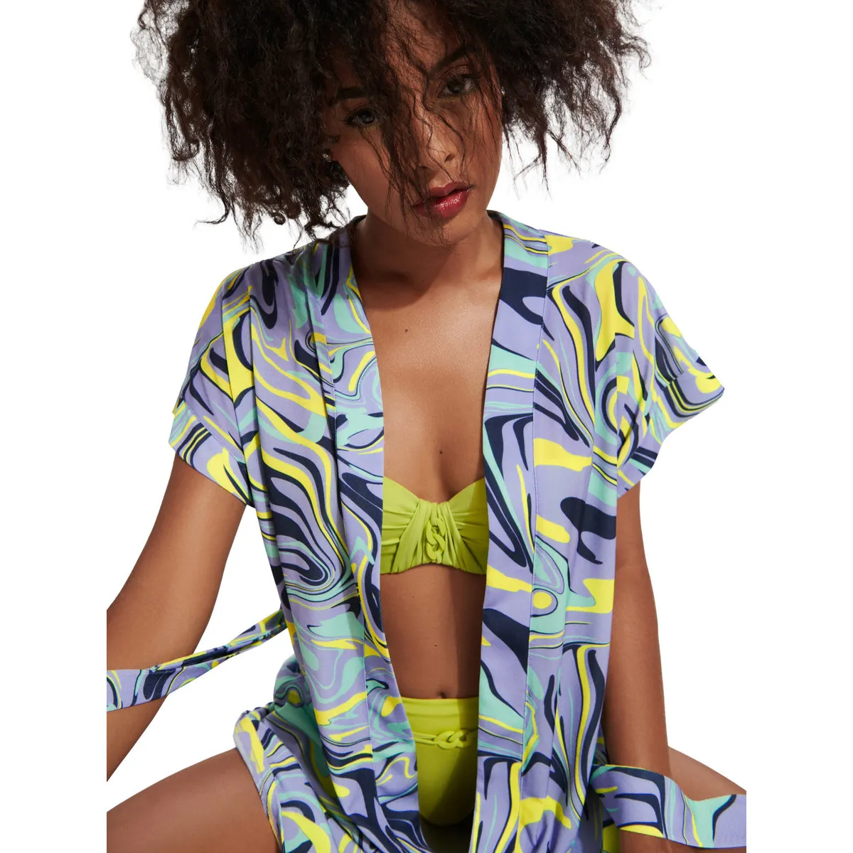 Vestido de verano manga corta con cinturón Palma