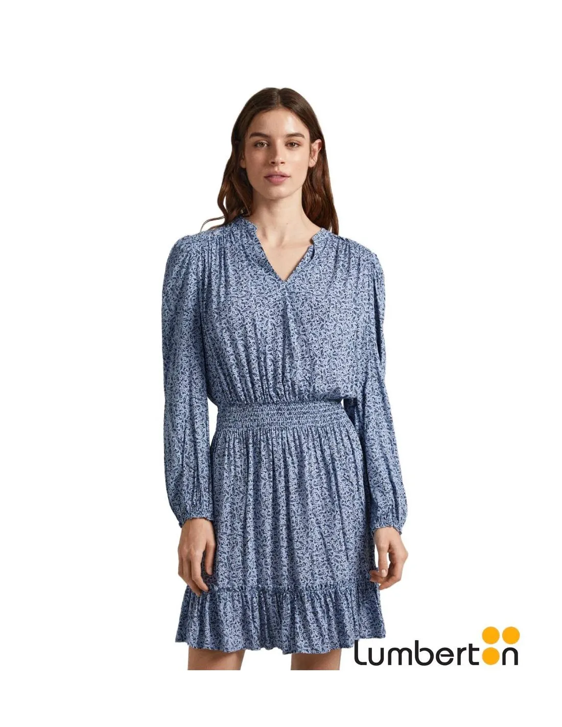 Vestido Largo Estampado Pico JEAN