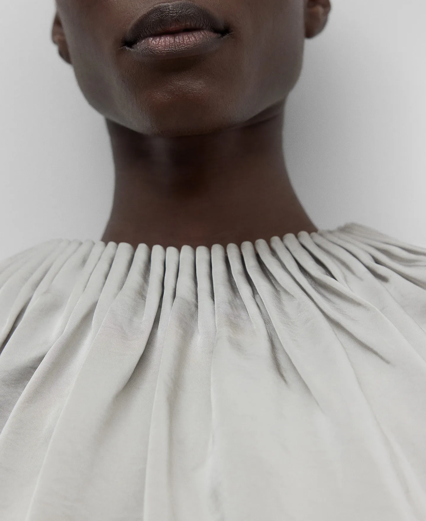 White ruffled collar blouse for women