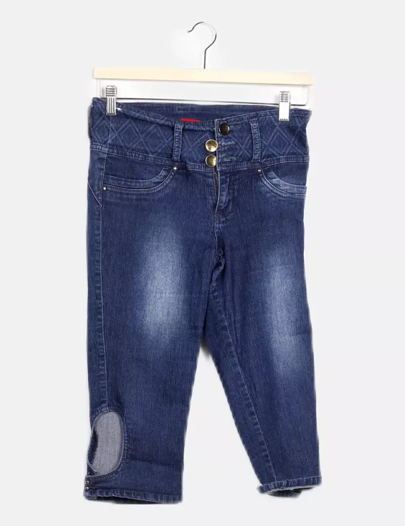 Woman jeans Pantalón pirata azul denim