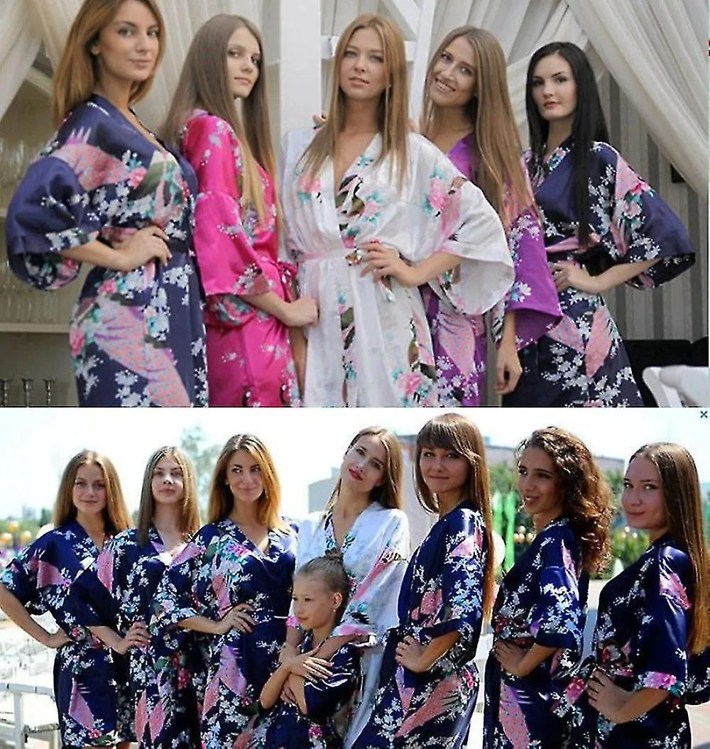 Women Luxury Soft Silk Satin Kimono Robe Gown Long Bathrobe Nightwear Sleepwear