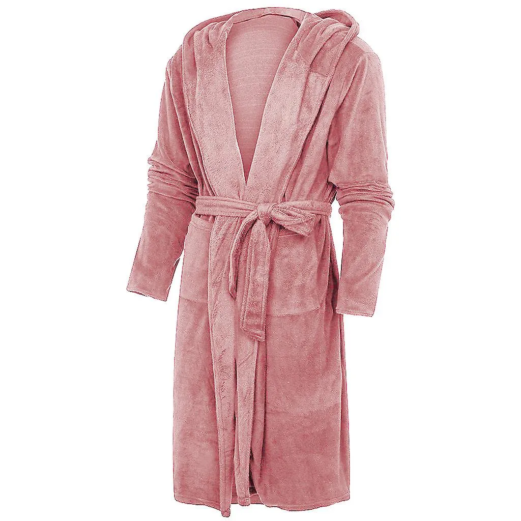 Women's Hooded Bathrobe With Waistband Long Bathrobe Robe Robe Loungewear