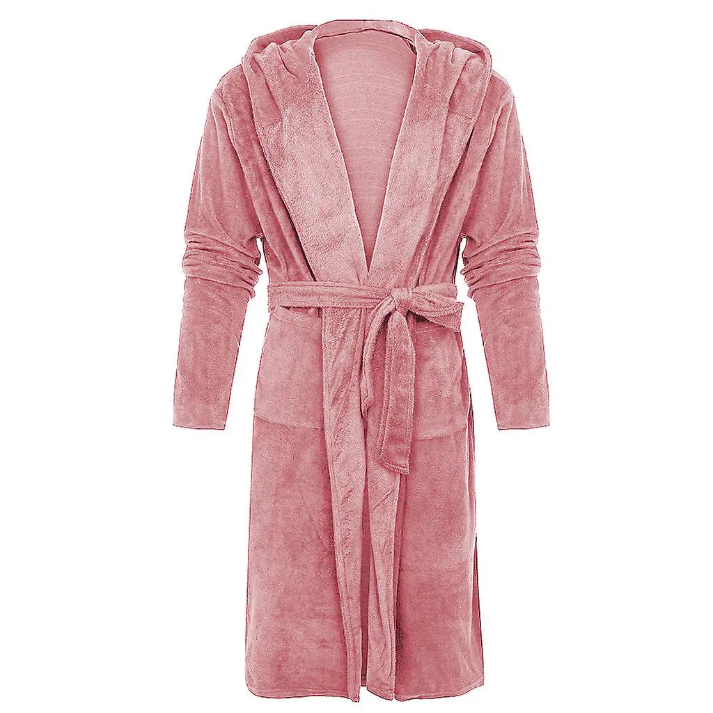 Women's Hooded Bathrobe With Waistband Long Bathrobe Robe Robe Loungewear