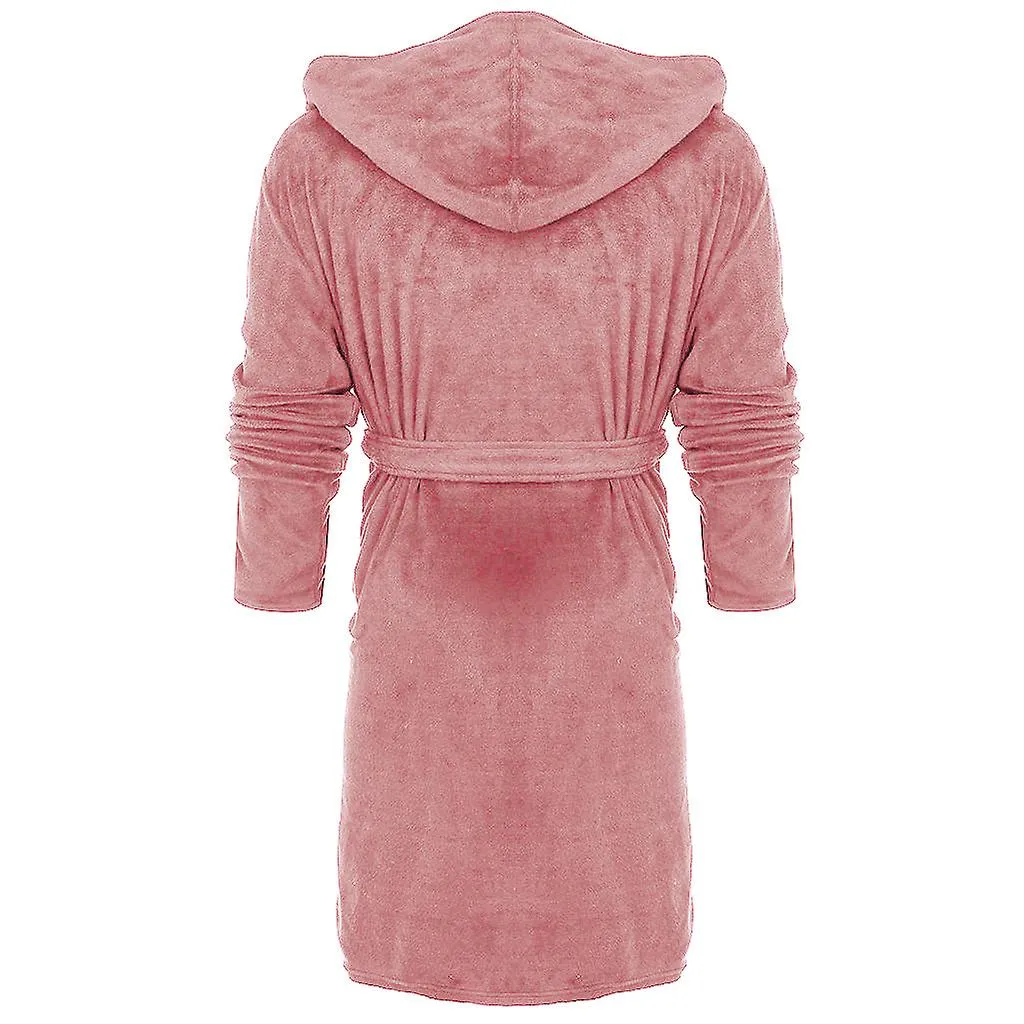 Women's Hooded Bathrobe With Waistband Long Bathrobe Robe Robe Loungewear