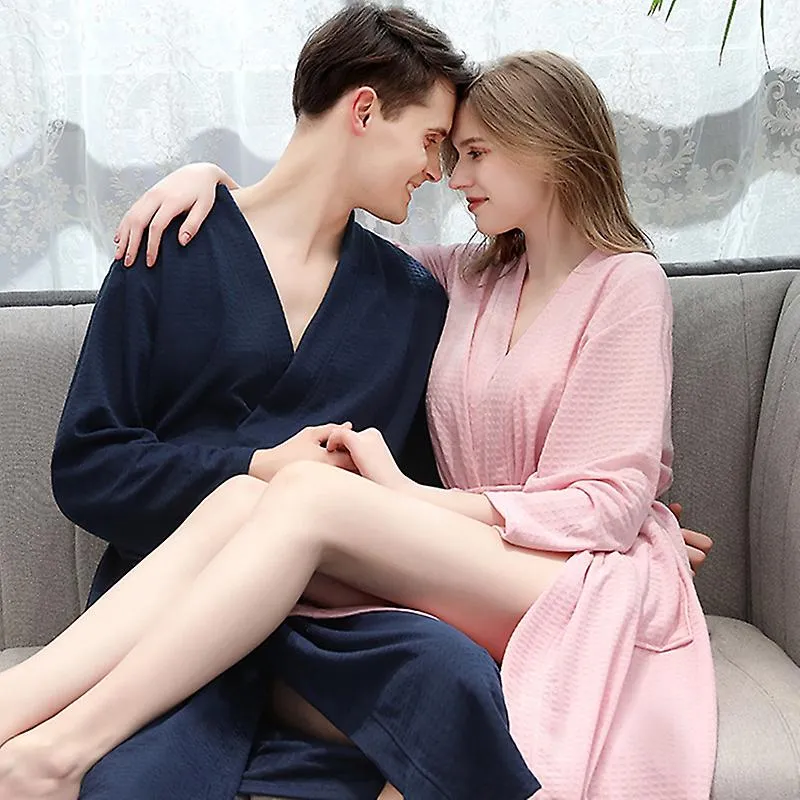 Women's Robe Waffle Pajamas Man Winter Bathrobe Pyjamas Autumn and Warm Bath Suit Female Sleepwear Robes 2021 Clothes