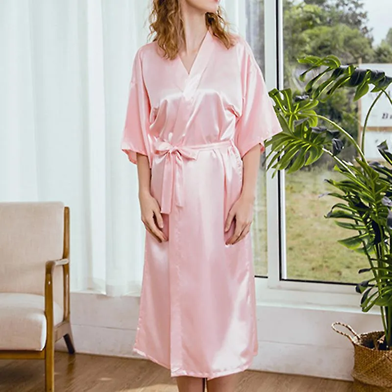 WOMEN'S SATIN ROBE SILK BATHROBE VNECK SOFT BRIDESMAIDS SLEEPWEAR PARTY LOUNGEWEAR FOR WOMEN