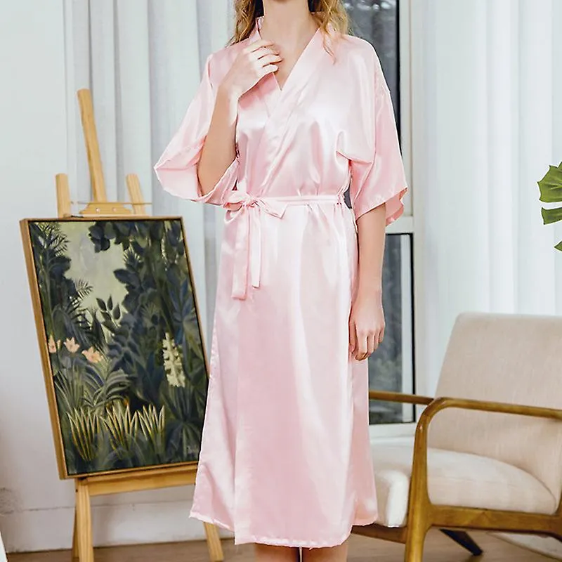 WOMEN'S SATIN ROBE SILK BATHROBE VNECK SOFT BRIDESMAIDS SLEEPWEAR PARTY LOUNGEWEAR FOR WOMEN