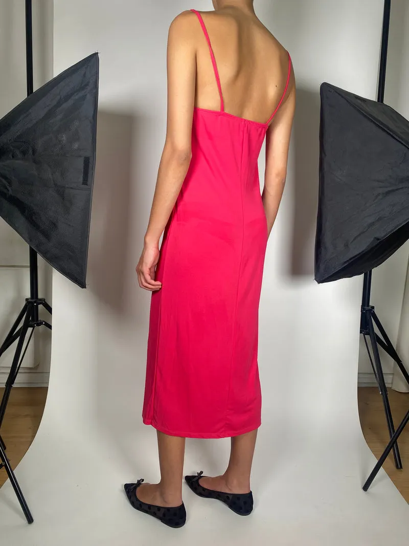 ZARA Vestido Escote V Fucsia